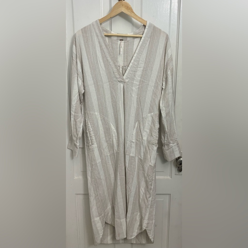 Free People Yumi Long Sleeve V-Neck Dress Midi Dress Size Small - Picture 3 of 11